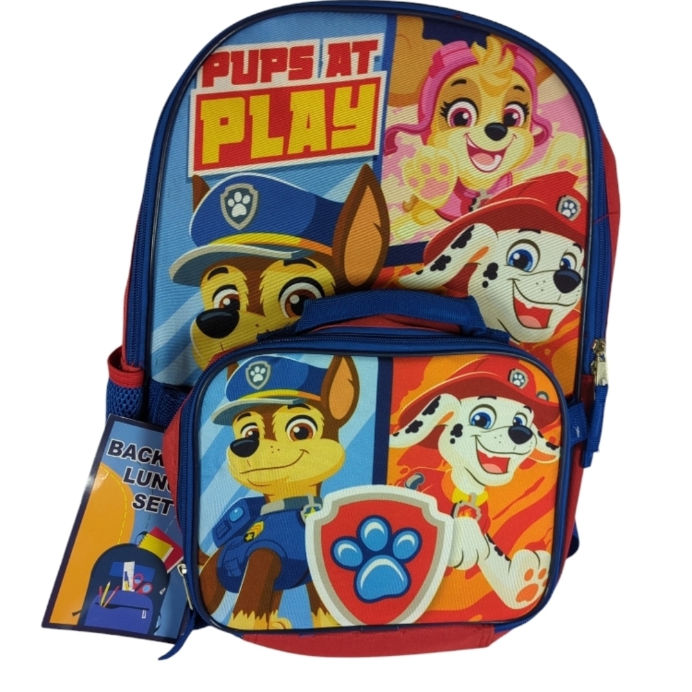 Paw Patrol Kids School Backpack 16' with Lunch Bag Connected